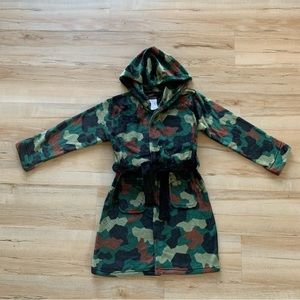 Cuddl Duds Robe Pajamas Cover Bath Bathrobe Hoodie Camo Green 8/10 M